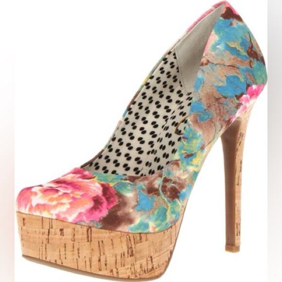 🌺JESSICA SIMPSON🌸 Bright Floral Platform Heels (Size 6.5) - Picture 14 of 16